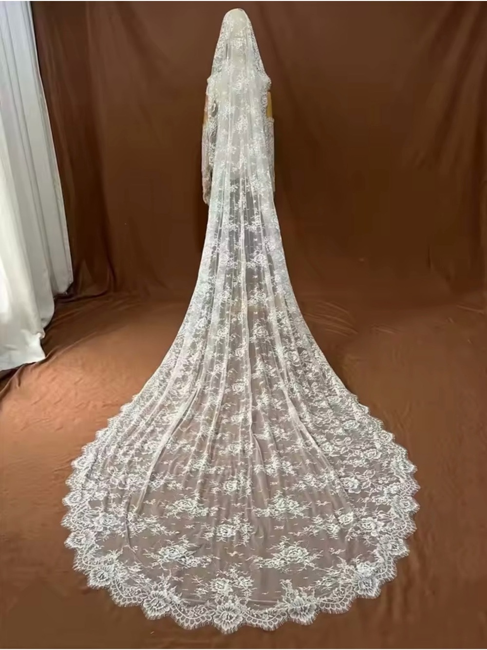 White Lace Cathedral Veil - Elegant Bridal Veil
